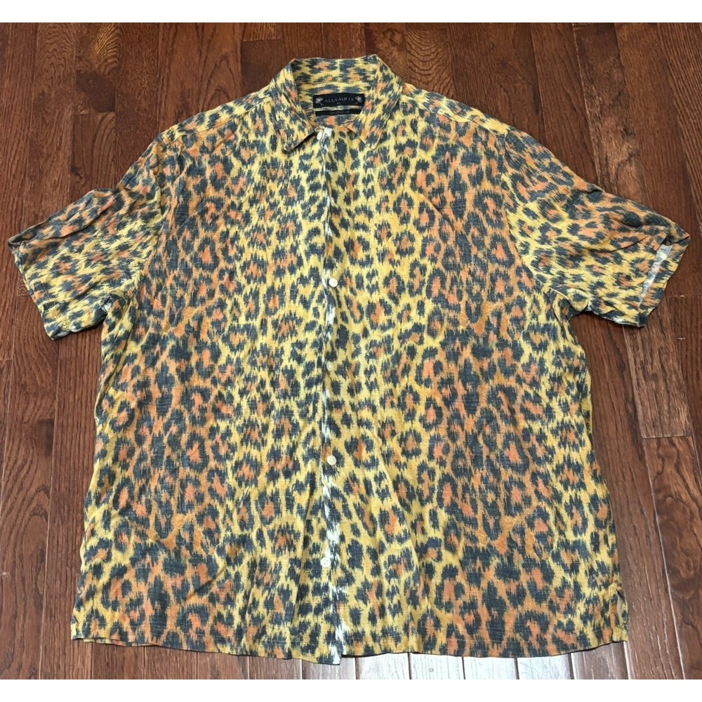 All Saints Wild Pattern Button Down Shirt - Yellow and Black